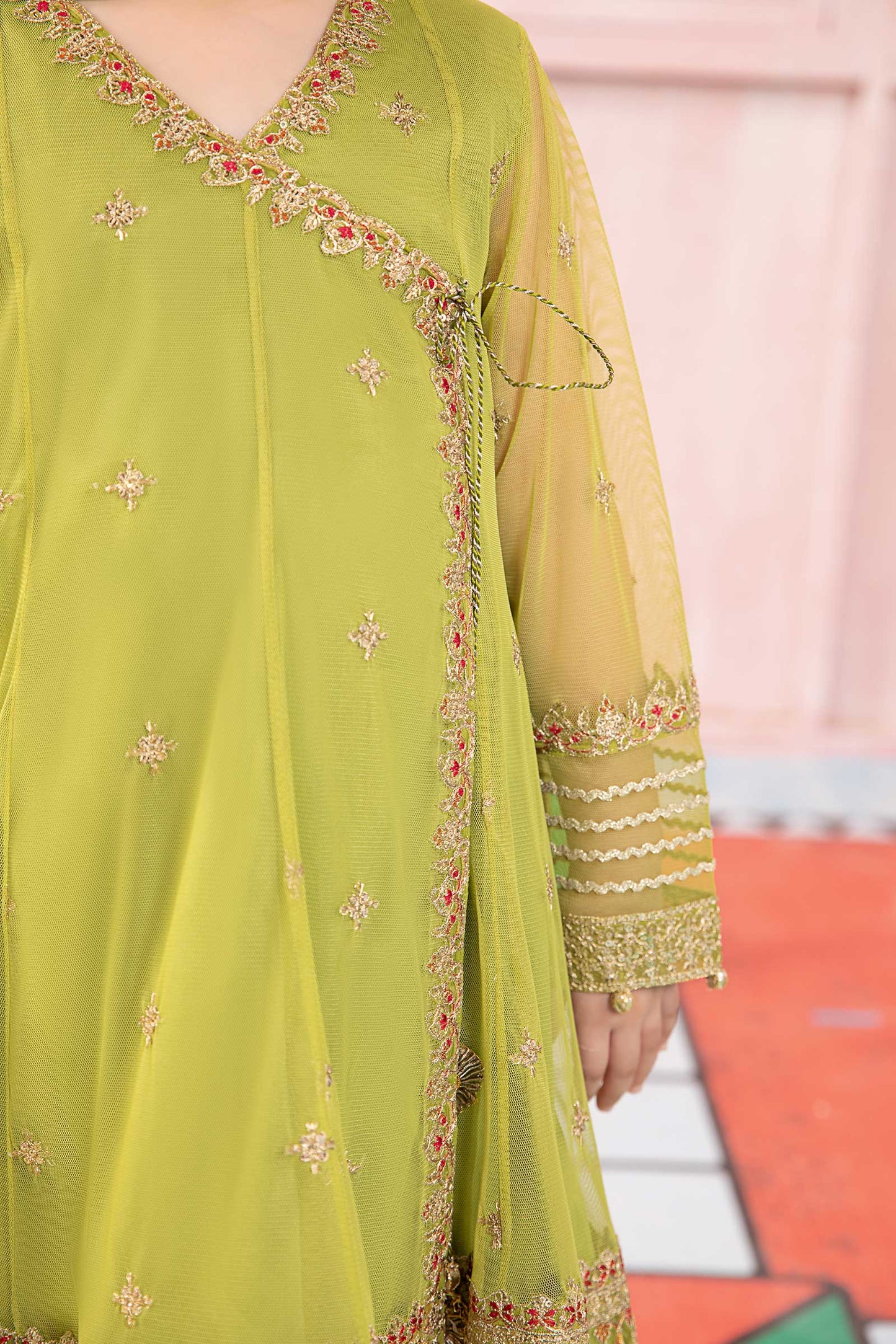 Maria B | 3 Piece Embroidered Net Suit | MKS-PF24-05 by Maria Faisal - Registered Vendor of : Maria B - type : Kids Clothes - 100% original wedding dresses