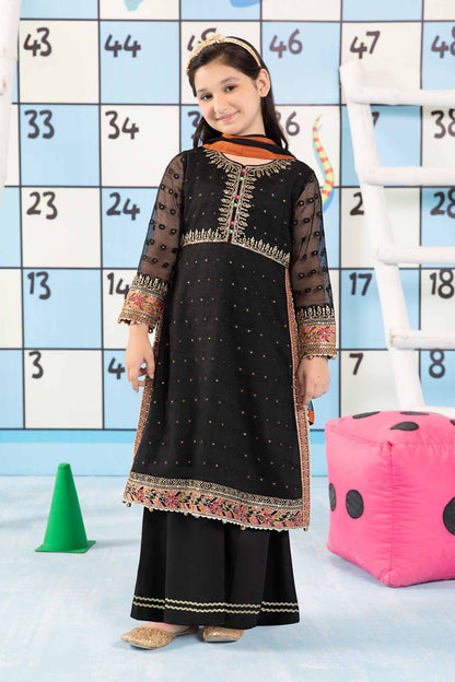 Maria B | 3 Piece Embroidered Cotton Zari Net Suit | MKS-PF24-06 by Maria Faisal - Registered Vendor of : Maria B - type : Kids Clothes - 100% original wedding dresses