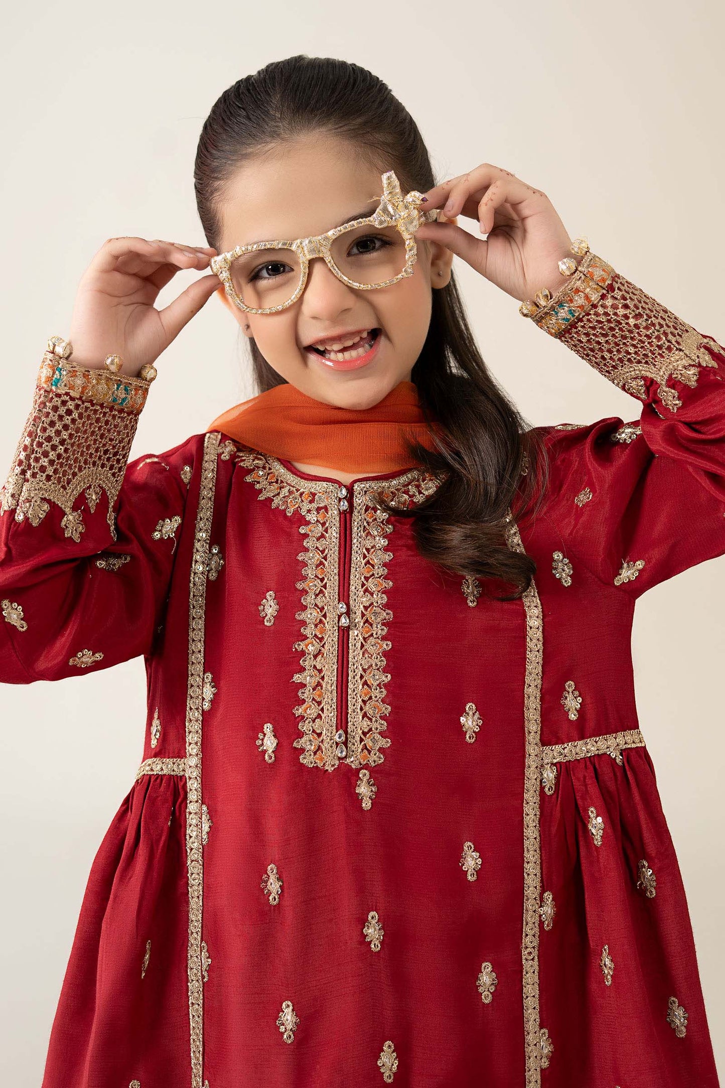3 Piece Embroidered PK Raw Silk Suit - Kids Clothes - available at Maria Faisal in UK and USA