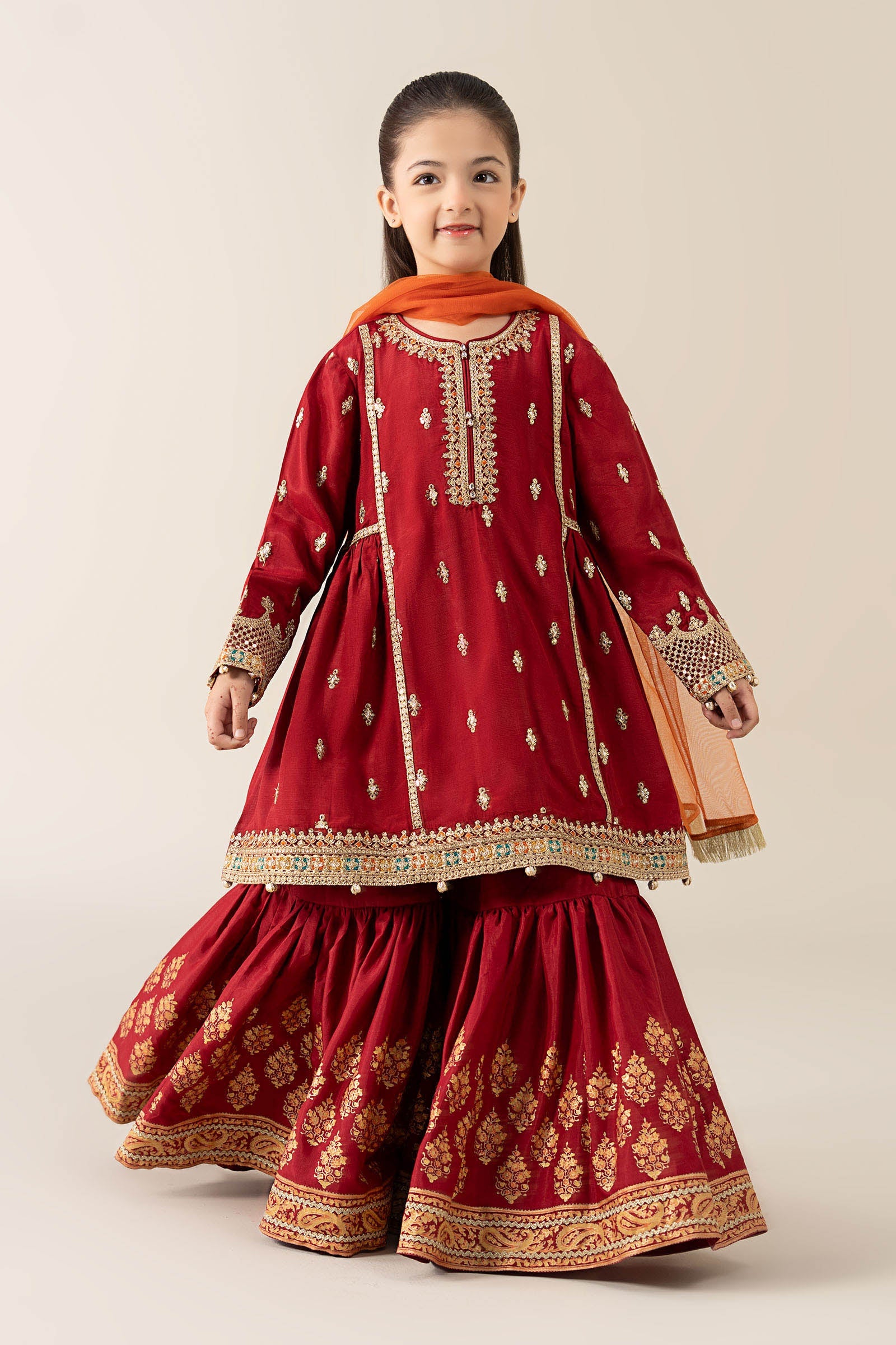 3 Piece Embroidered PK Raw Silk Suit - Kids Clothes - available at Maria Faisal in UK and USA