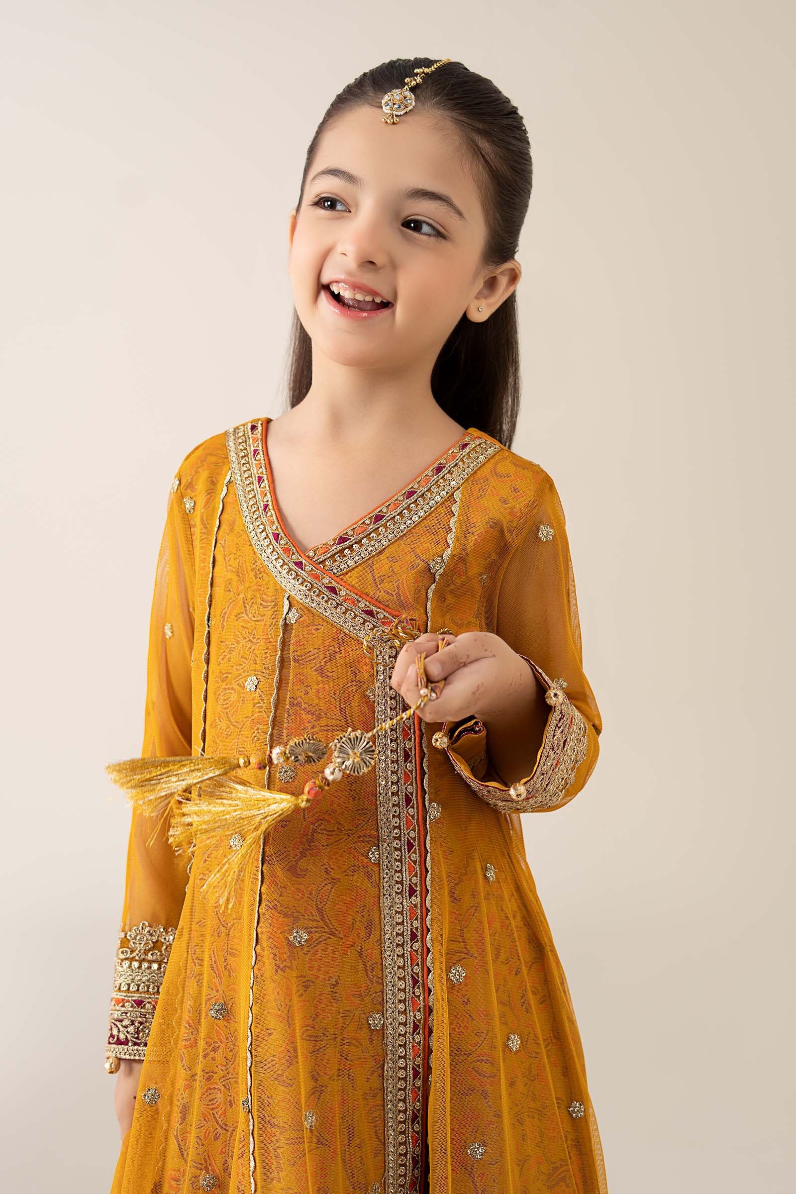 3 Piece Embroidered Poly Net Suit - Kids Clothes - available at Maria Faisal in UK and USA