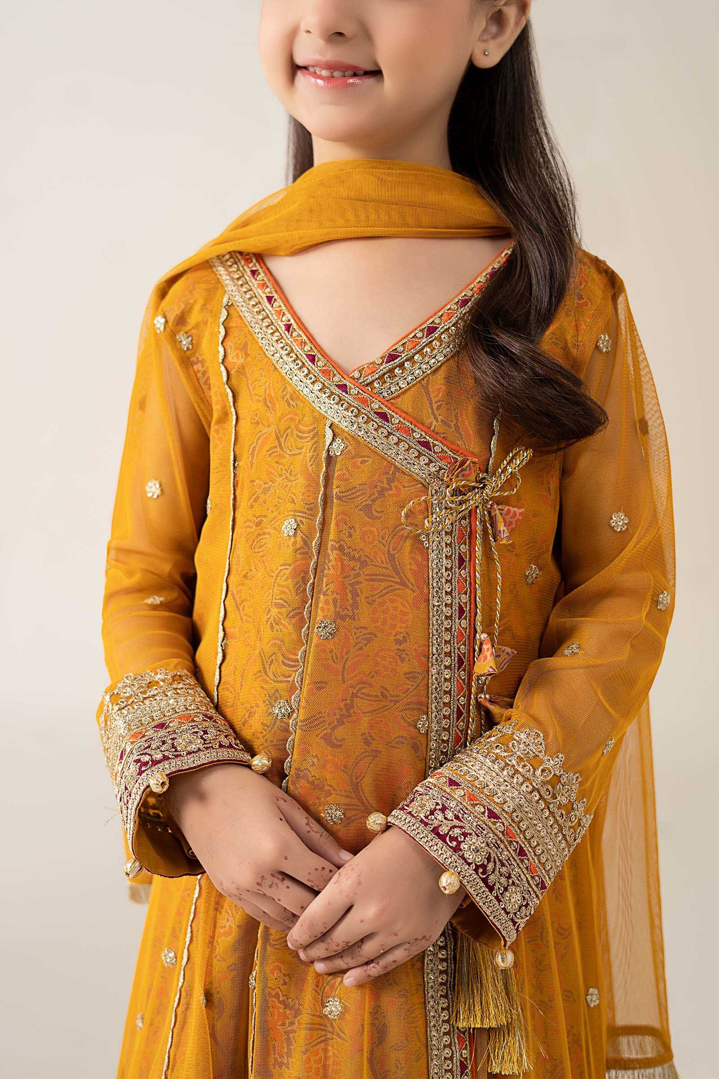 3 Piece Embroidered Poly Net Suit - Kids Clothes - available at Maria Faisal in UK and USA