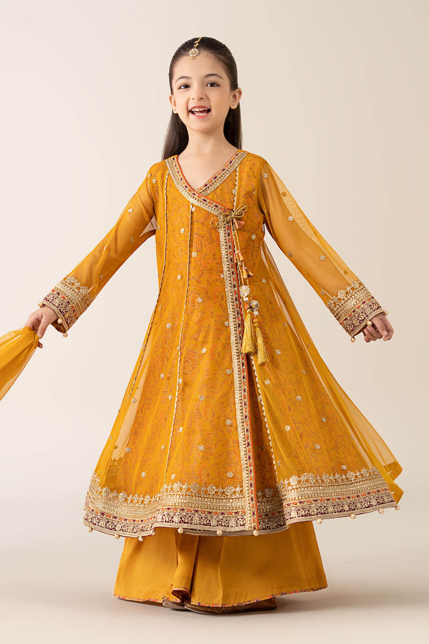 3 Piece Embroidered Poly Net Suit - Kids Clothes - available at Maria Faisal in UK and USA