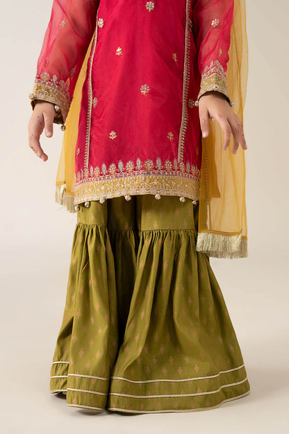 3 Piece Embroidered Poly Organza Suit - Kids Clothes - available at Maria Faisal in UK and USA