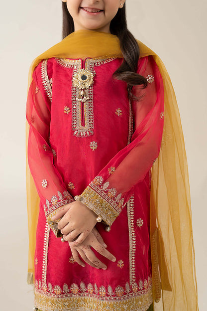 3 Piece Embroidered Poly Organza Suit - Kids Clothes - available at Maria Faisal in UK and USA