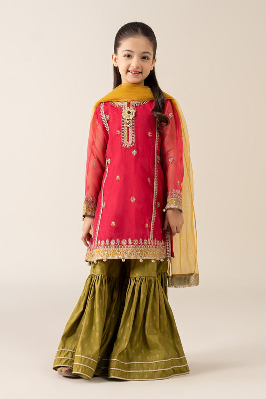 3 Piece Embroidered Poly Organza Suit - Kids Clothes - available at Maria Faisal in UK and USA