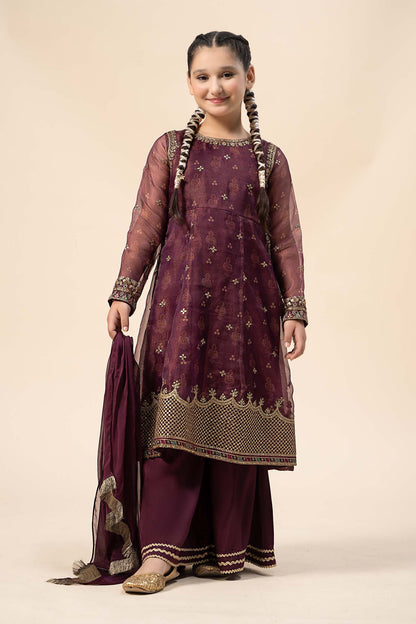 Maria B | 3 Piece Embroidered Cotton Net Suit | MKS-W24-01 by Maria Faisal - Registered Vendor of : Maria B - type : Kids Clothes - 100% original wedding dresses