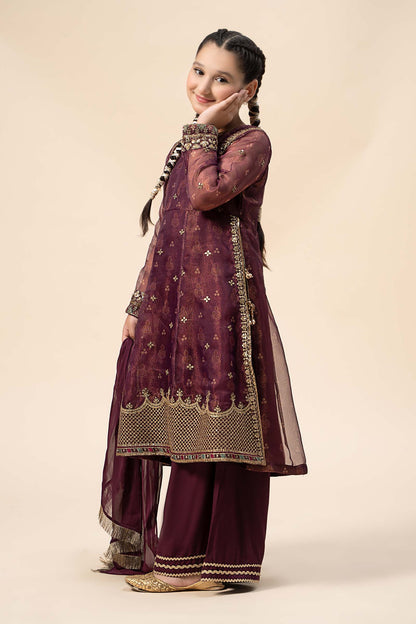Maria B | 3 Piece Embroidered Cotton Net Suit | MKS-W24-01 by Maria Faisal - Registered Vendor of : Maria B - type : Kids Clothes - 100% original wedding dresses