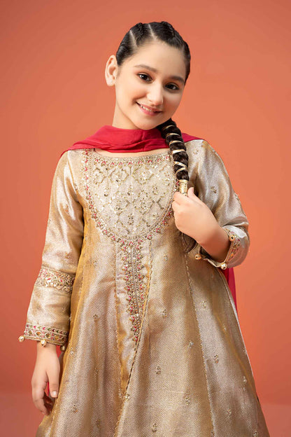 Maria B | 3 Piece Embroidered Zari jacquard Suit | MKS-W24-03 by Maria Faisal - Registered Vendor of : Maria B - type : Kids Clothes - 100% original wedding dresses
