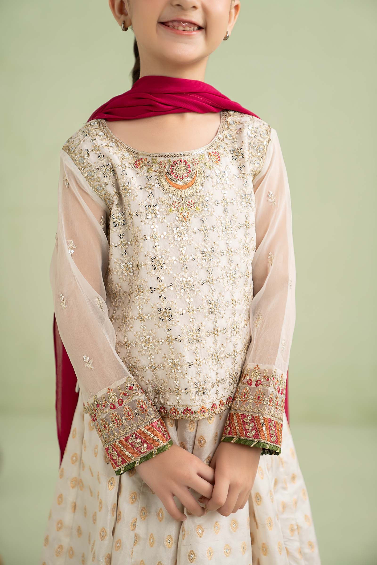 3 Piece Embroidered Organza Suit - Kids Clothes - available at Maria Faisal in UK and USA