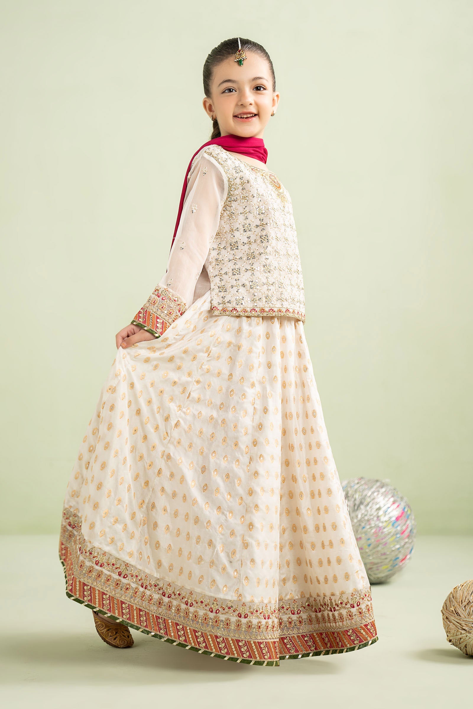 3 Piece Embroidered Organza Suit - Kids Clothes - available at Maria Faisal in UK and USA