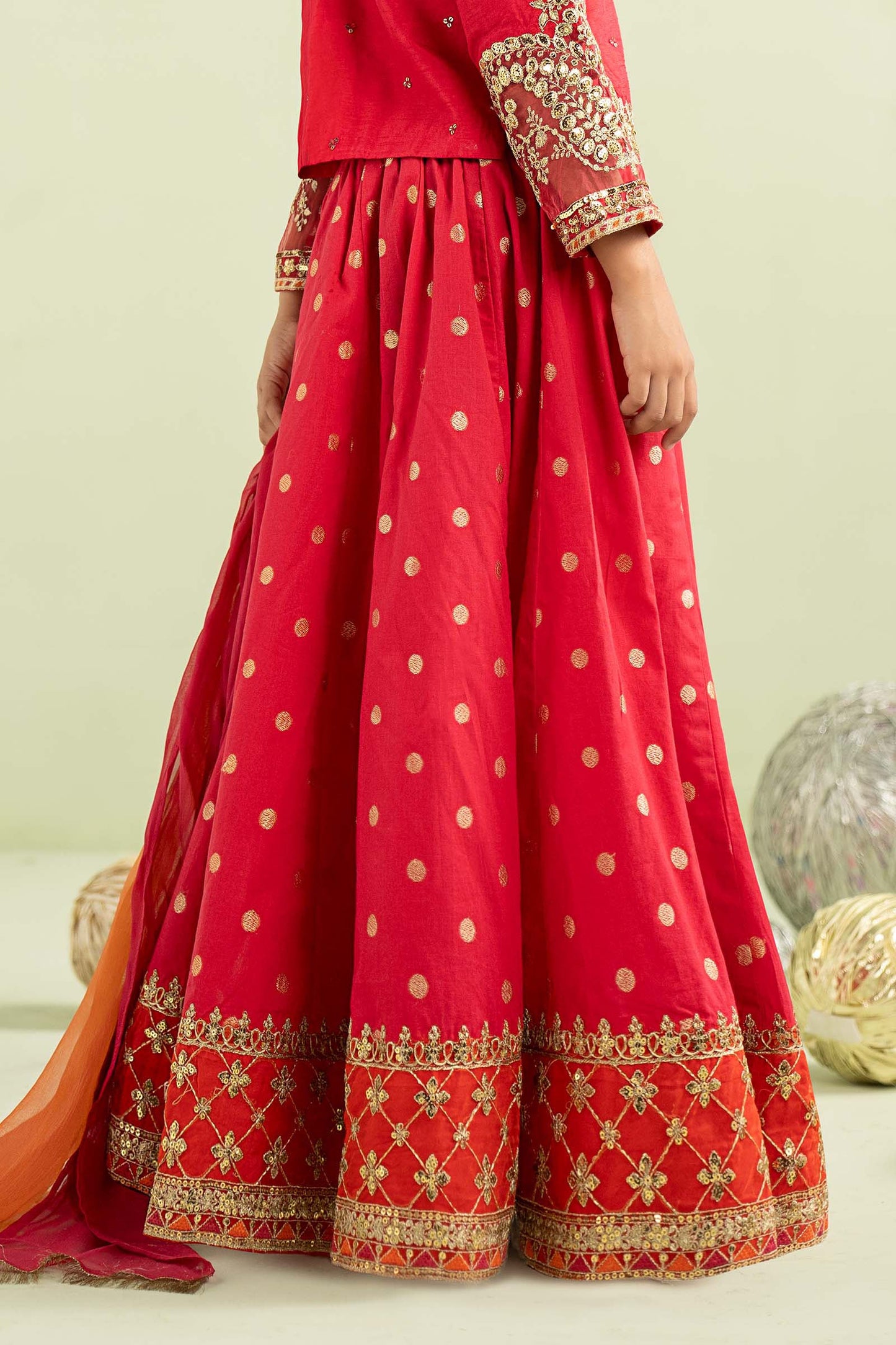 3 Piece Embroidered Raw Silk Suit - Festive Pakistani Kids Dresses - available at Maria Faisal in UK and USA