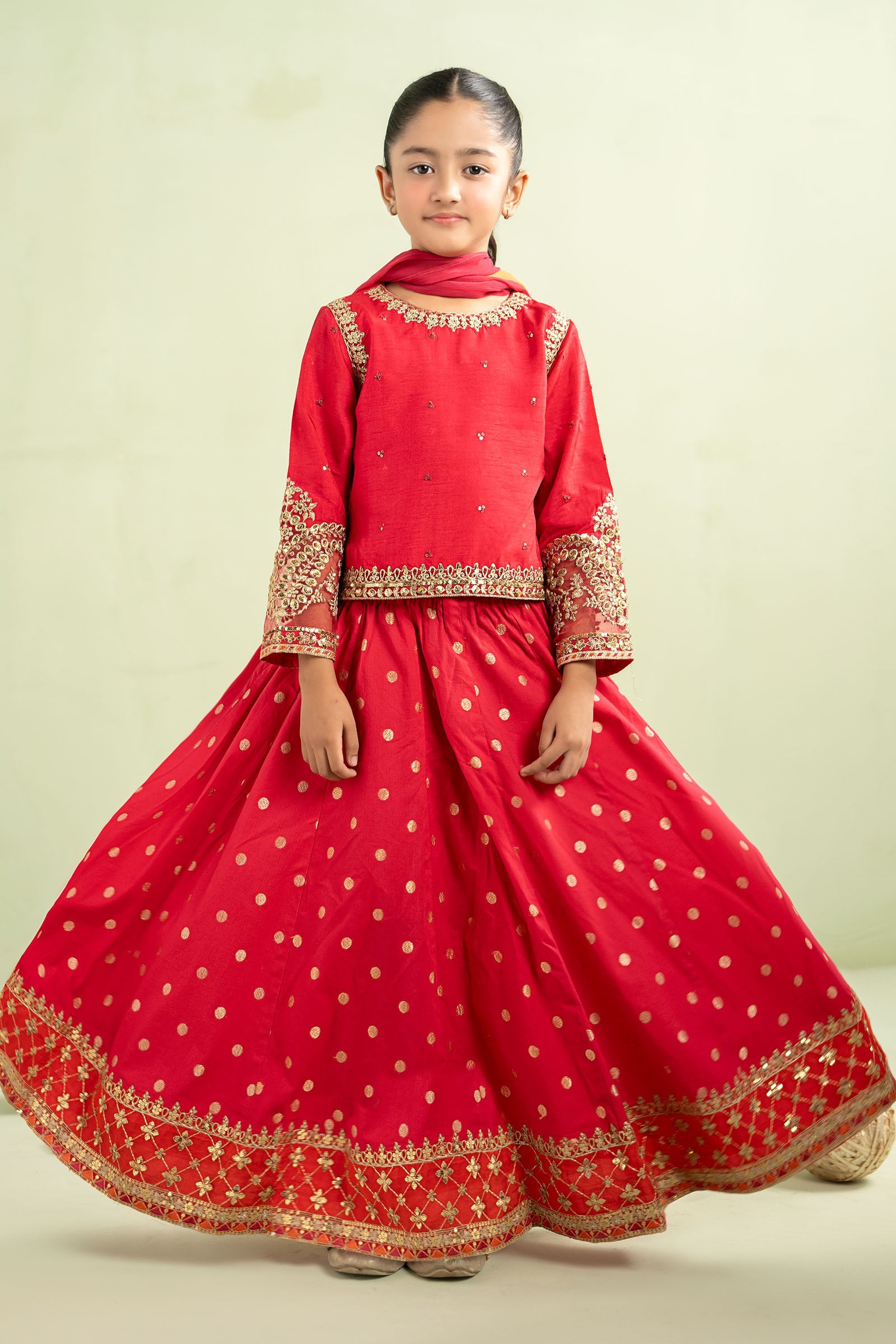 3 Piece Embroidered Raw Silk Suit - Festive Pakistani Kids Dresses - available at Maria Faisal in UK and USA