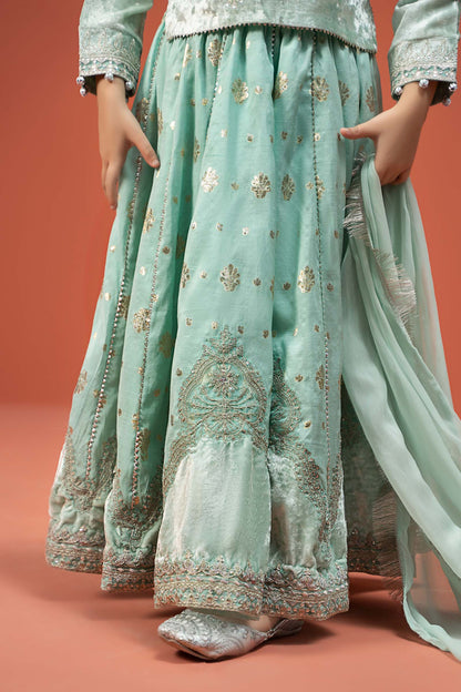 Maria B | 3 Piece Embroidered Velvet Suit | MKS-W24-14 by Maria Faisal - Registered Vendor of : Maria B - type : Kids Clothes - 100% original wedding dresses