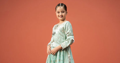 Maria B | 3 Piece Embroidered Velvet Suit | MKS-W24-14 by Maria Faisal - Registered Vendor of : Maria B - type : Kids Clothes - 100% original wedding dresses