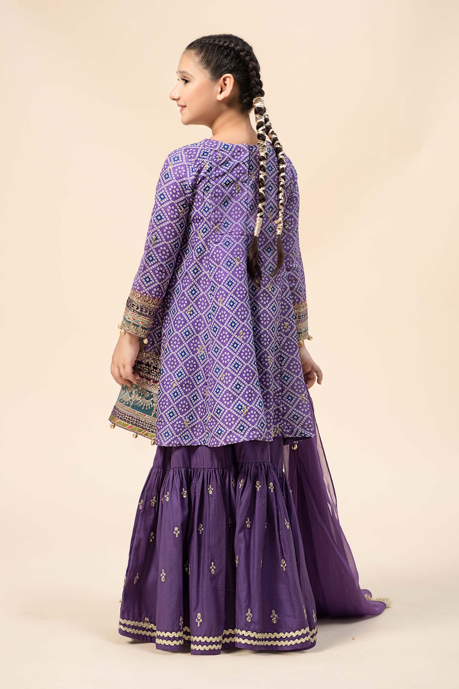 Maria B | 3 Piece Embroidered Raw Silk Suit | MKS-W24-20 by Maria Faisal - Registered Vendor of : Maria B - type : Kids Clothes - 100% original wedding dresses
