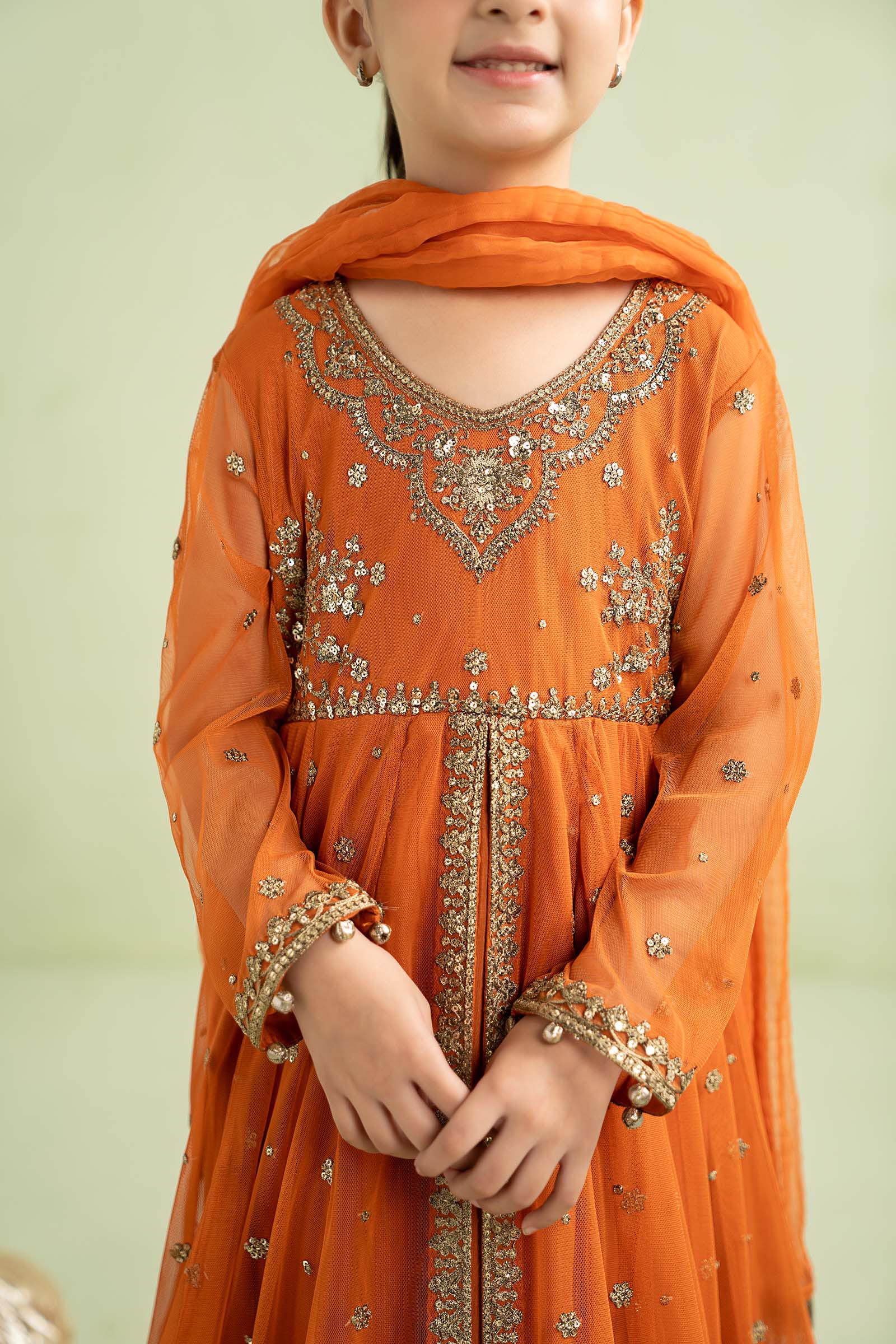 3 Piece Embroidered Net Suit - Kids Clothes - available at Maria Faisal in UK and USA