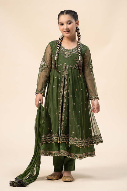 Maria B | 3 Piece Embroidered Net Suit | MKS-W24-25 by Maria Faisal - Registered Vendor of : Maria B - type : Kids Clothes - 100% original wedding dresses