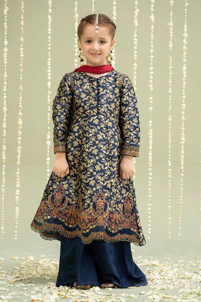 Maria B | 3 Piece Embroidered Jamawar Suit | MKS-W24-30 by Maria Faisal - Registered Vendor of : Maria B - type : Kids Clothes - 100% original wedding dresses