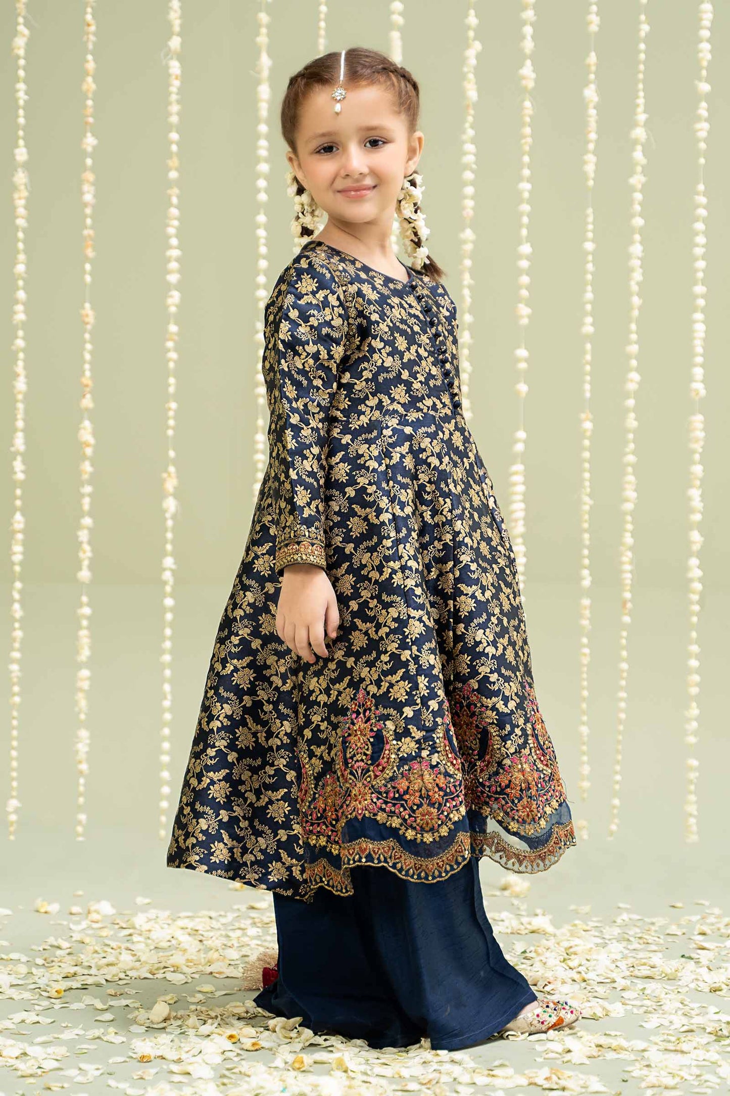 Maria B | 3 Piece Embroidered Jamawar Suit | MKS-W24-30 by Maria Faisal - Registered Vendor of : Maria B - type : Kids Clothes - 100% original wedding dresses