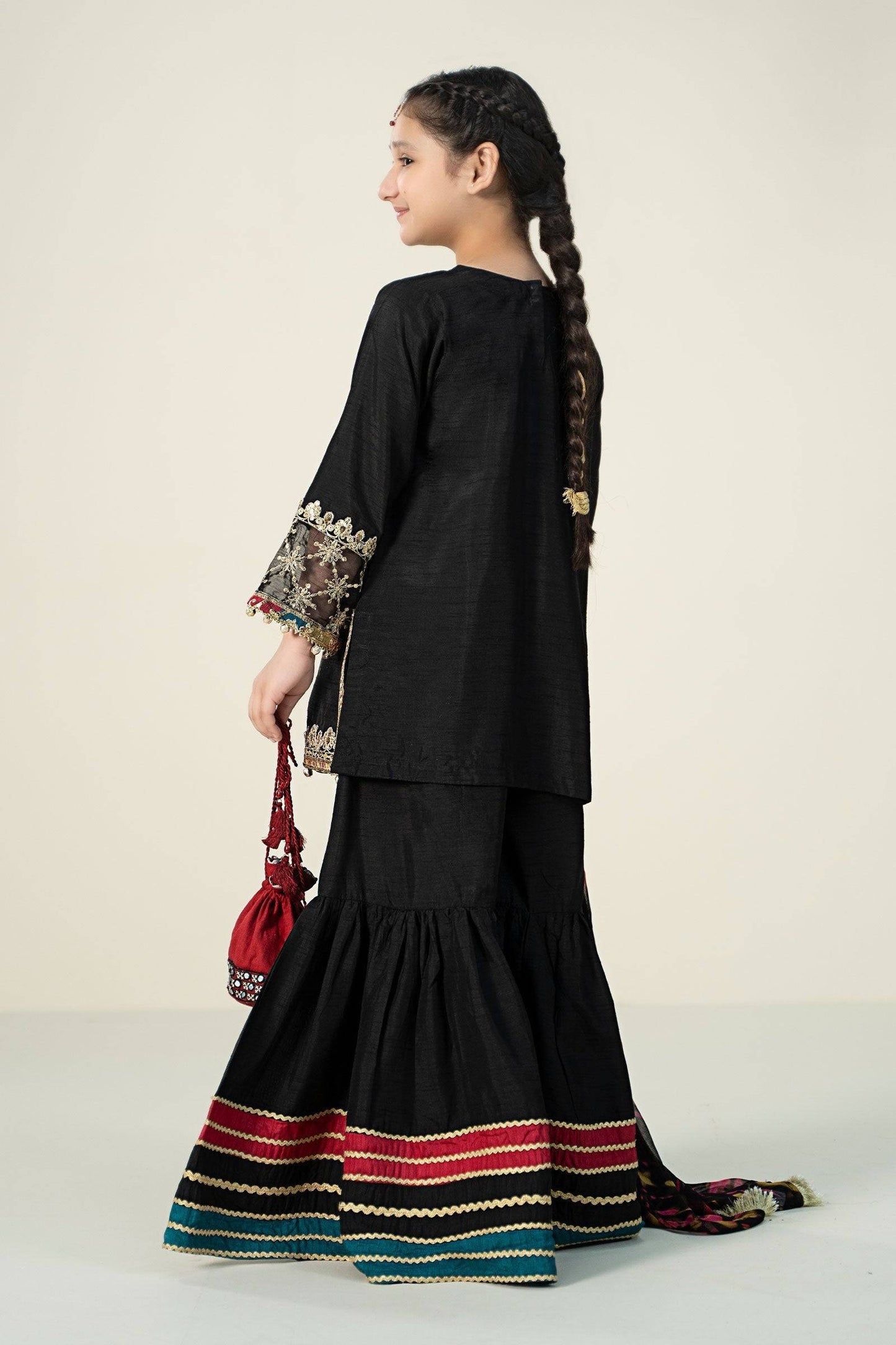 Maria B | 3 Piece Embroidered Raw Silk Suit | MKS-W24-31 by Maria Faisal - Registered Vendor of : Maria B - type : Kids Clothes - 100% original wedding dresses