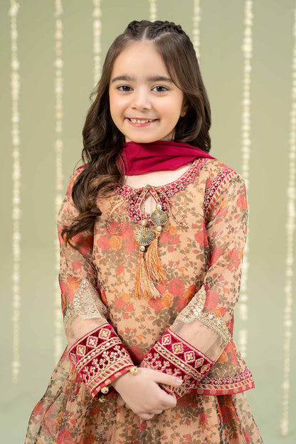 Maria B | 3 Piece Embroidered Cotton Maoori Net Suit | MKS-W24-35 by Maria Faisal - Registered Vendor of : Maria B - type : Kids Clothes - 100% original wedding dresses