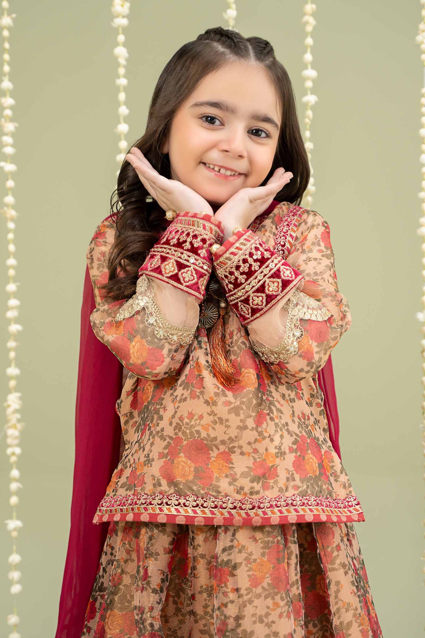 Maria B | 3 Piece Embroidered Cotton Maoori Net Suit | MKS-W24-35 by Maria Faisal - Registered Vendor of : Maria B - type : Kids Clothes - 100% original wedding dresses