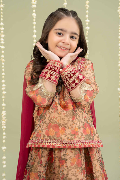 Maria B | 3 Piece Embroidered Cotton Maoori Net Suit | MKS-W24-35 by Maria Faisal - Registered Vendor of : Maria B - type : Kids Clothes - 100% original wedding dresses