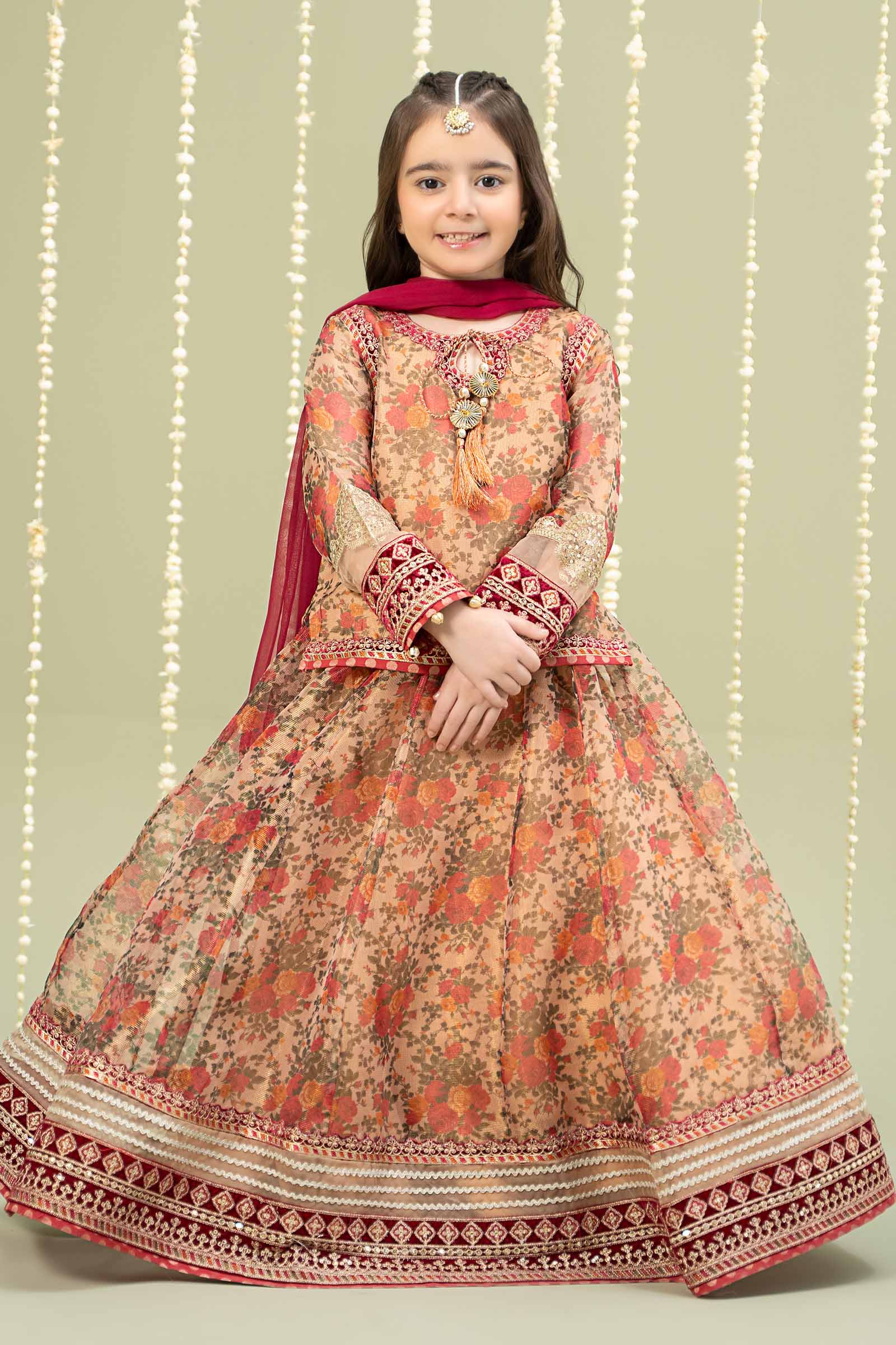 Maria B | 3 Piece Embroidered Cotton Maoori Net Suit | MKS-W24-35 by Maria Faisal - Registered Vendor of : Maria B - type : Kids Clothes - 100% original wedding dresses
