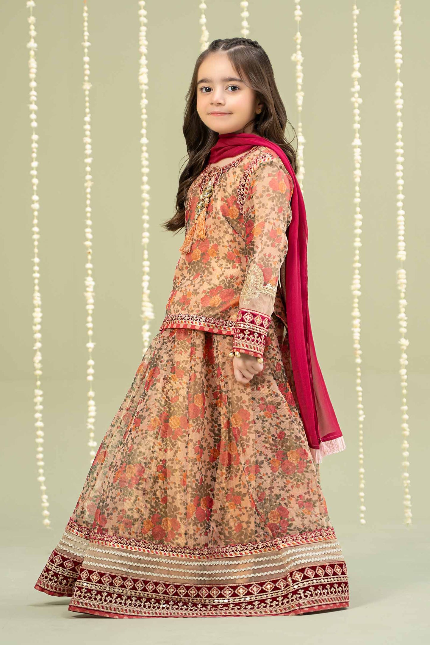 Maria B | 3 Piece Embroidered Cotton Maoori Net Suit | MKS-W24-35 by Maria Faisal - Registered Vendor of : Maria B - type : Kids Clothes - 100% original wedding dresses