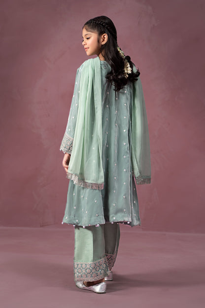 Maria B | 3 Piece Embroidered Velvet Suit | MKS-W24-38 by Maria Faisal - Registered Vendor of : Maria B - type : Kids Clothes - 100% original wedding dresses