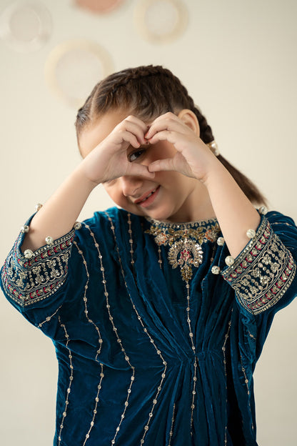 2 Piece Embroidered Velvet Suit - Kids Clothes - available at Maria Faisal in UK and USA