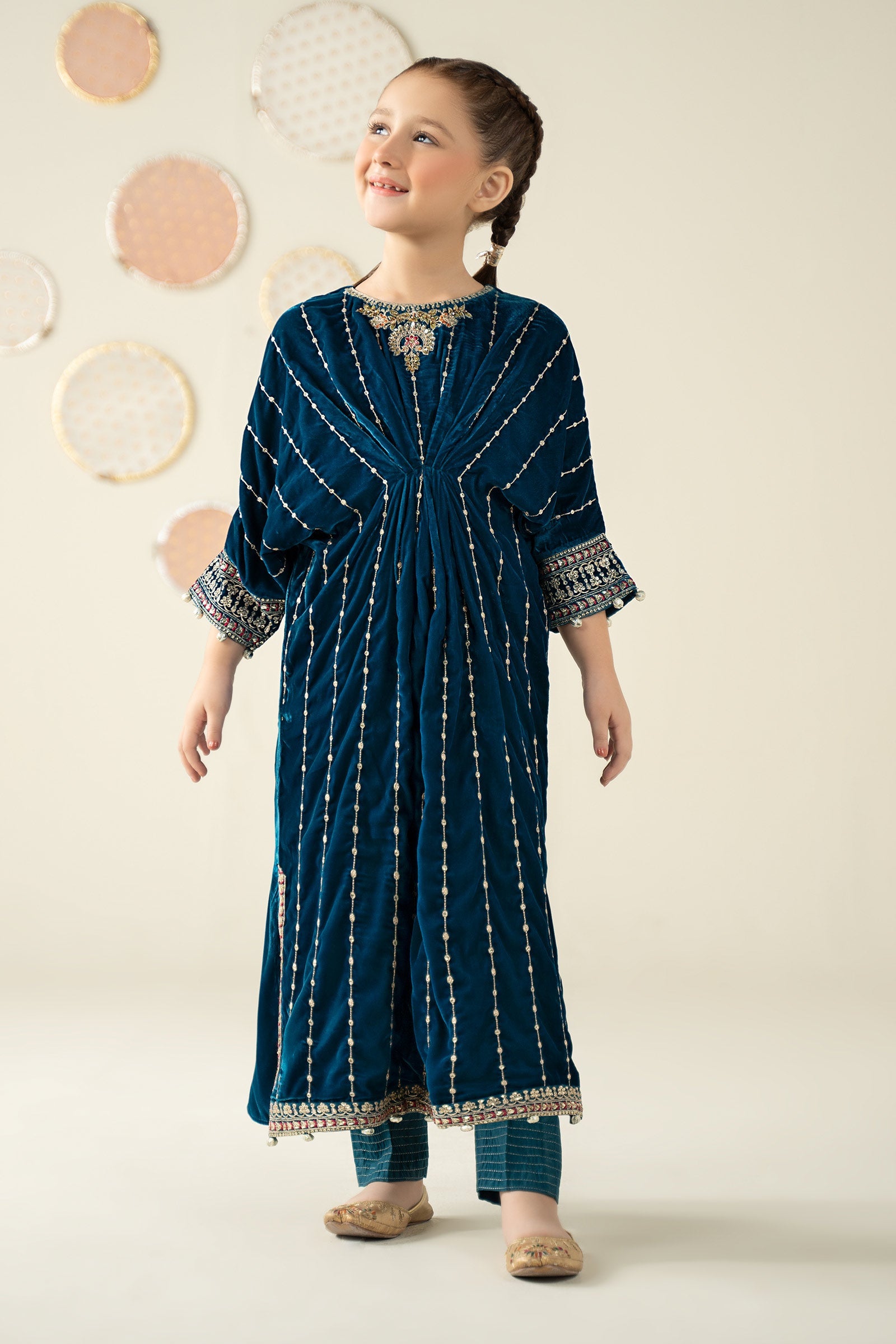 2 Piece Embroidered Velvet Suit - Kids Clothes - available at Maria Faisal in UK and USA