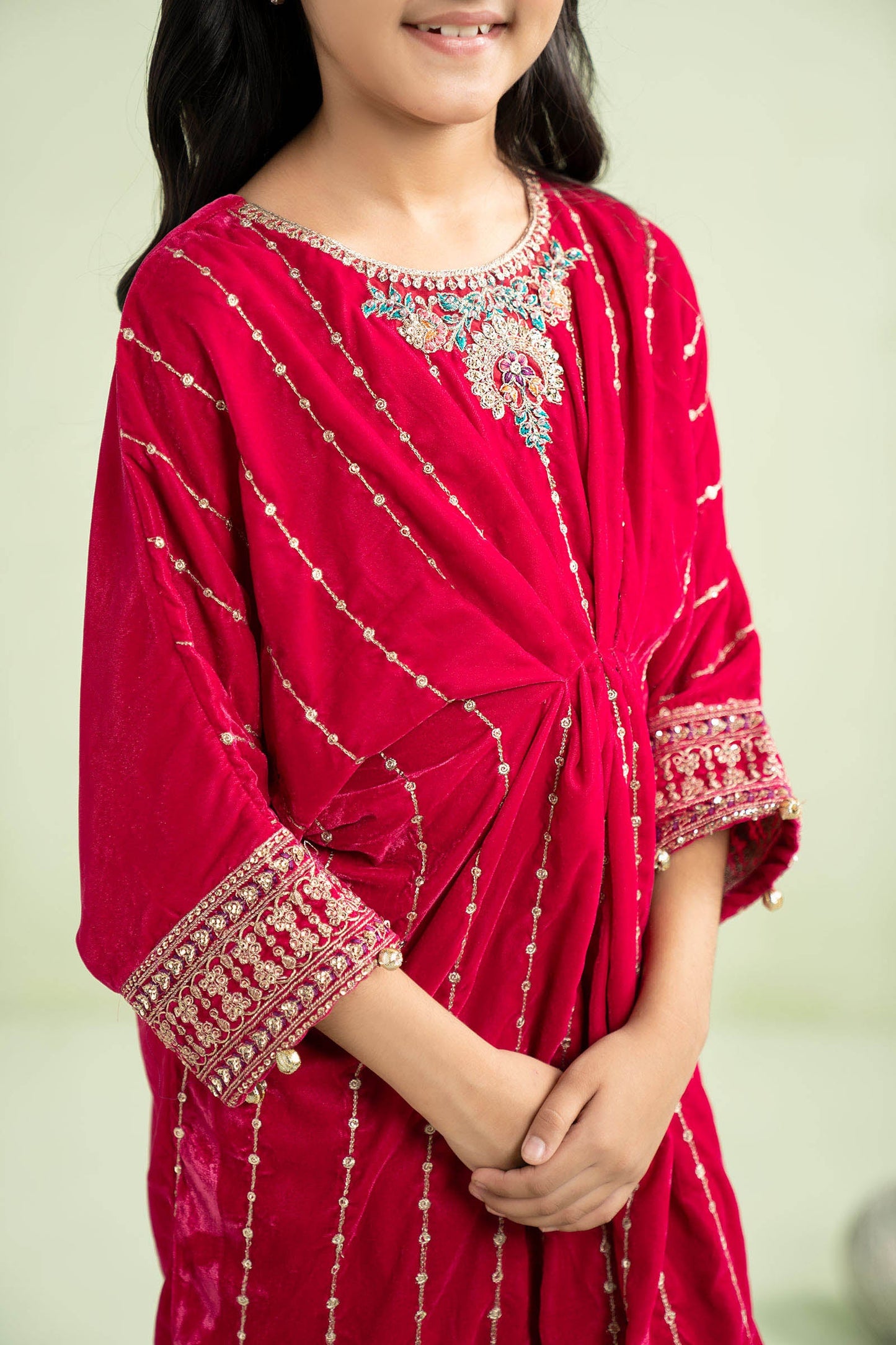 2 Piece Embroidered Velvet Suit - Kids Clothes - available at Maria Faisal in UK and USA