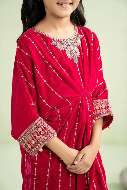2 Piece Embroidered Velvet Suit - Kids Clothes - available at Maria Faisal in UK and USA