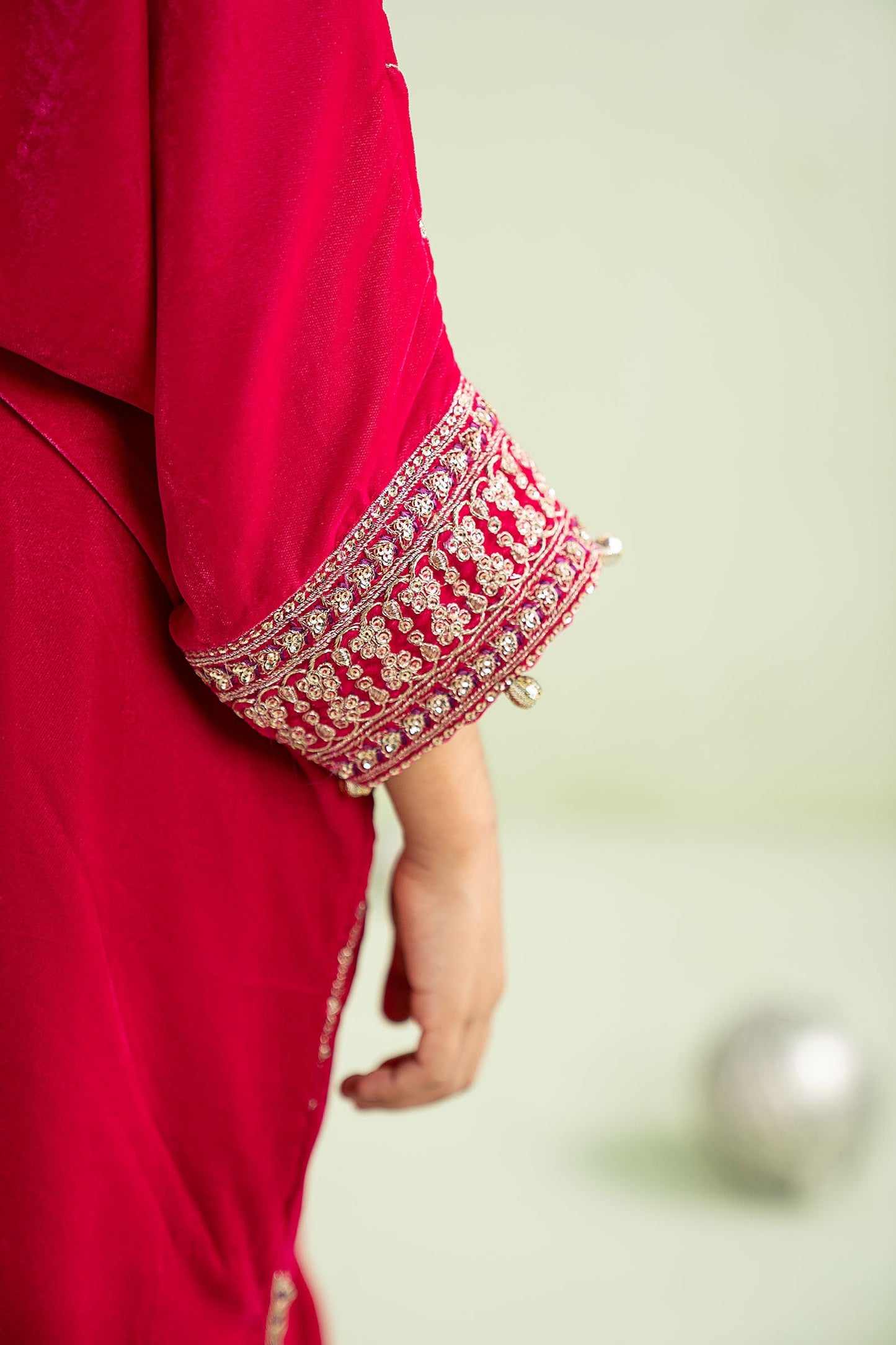 2 Piece Embroidered Velvet Suit - Kids Clothes - available at Maria Faisal in UK and USA