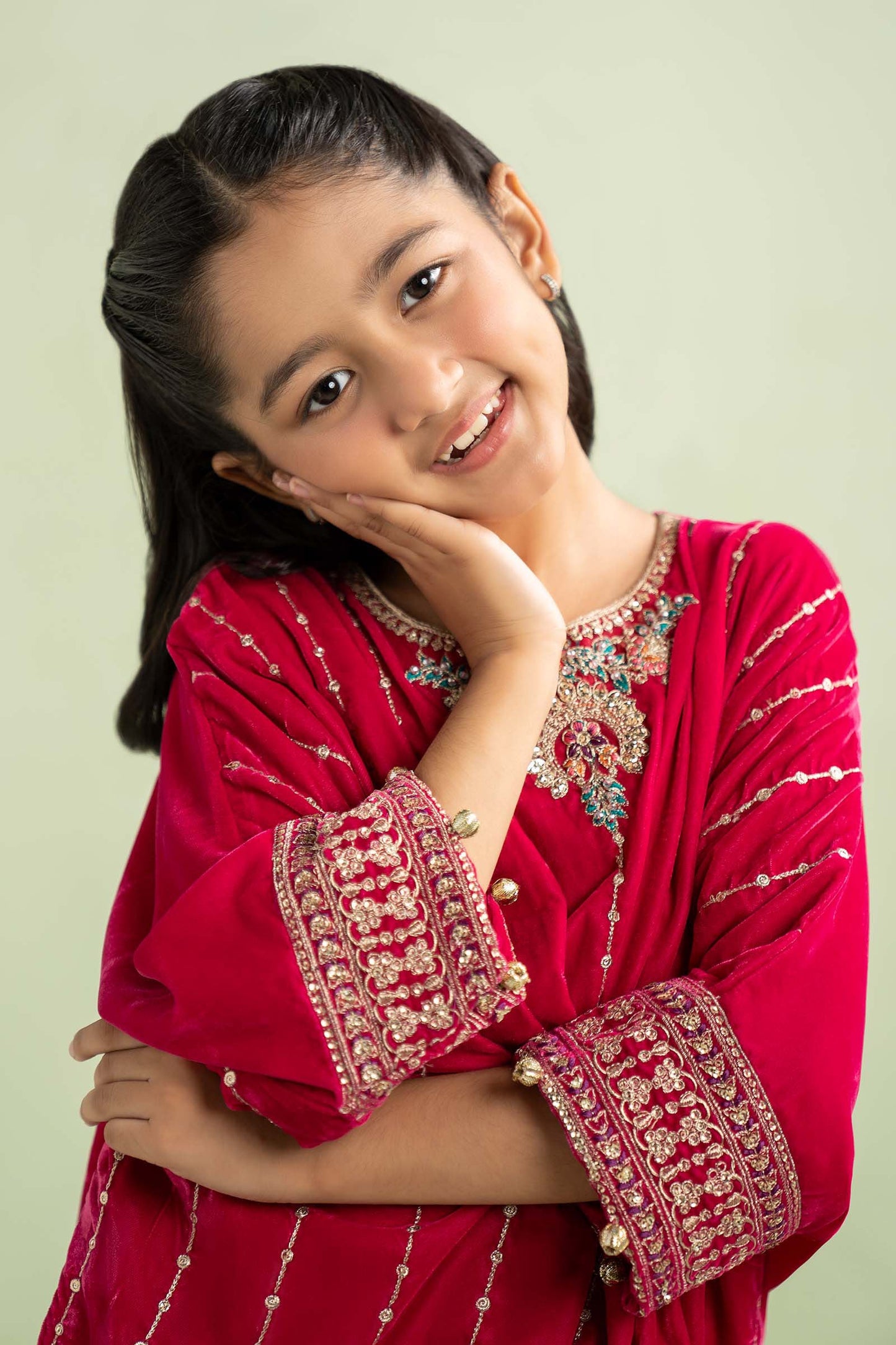 2 Piece Embroidered Velvet Suit - Kids Clothes - available at Maria Faisal in UK and USA