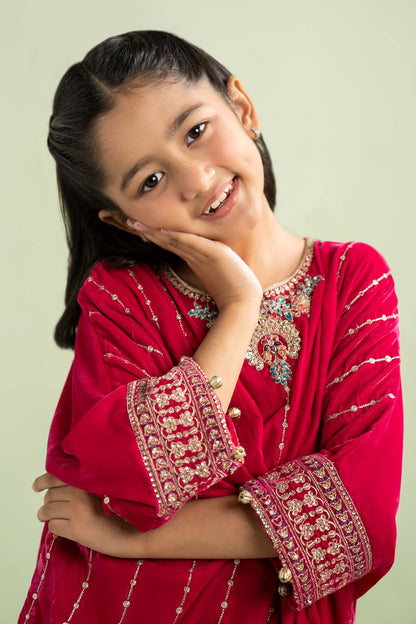 2 Piece Embroidered Velvet Suit - Kids Clothes - available at Maria Faisal in UK and USA