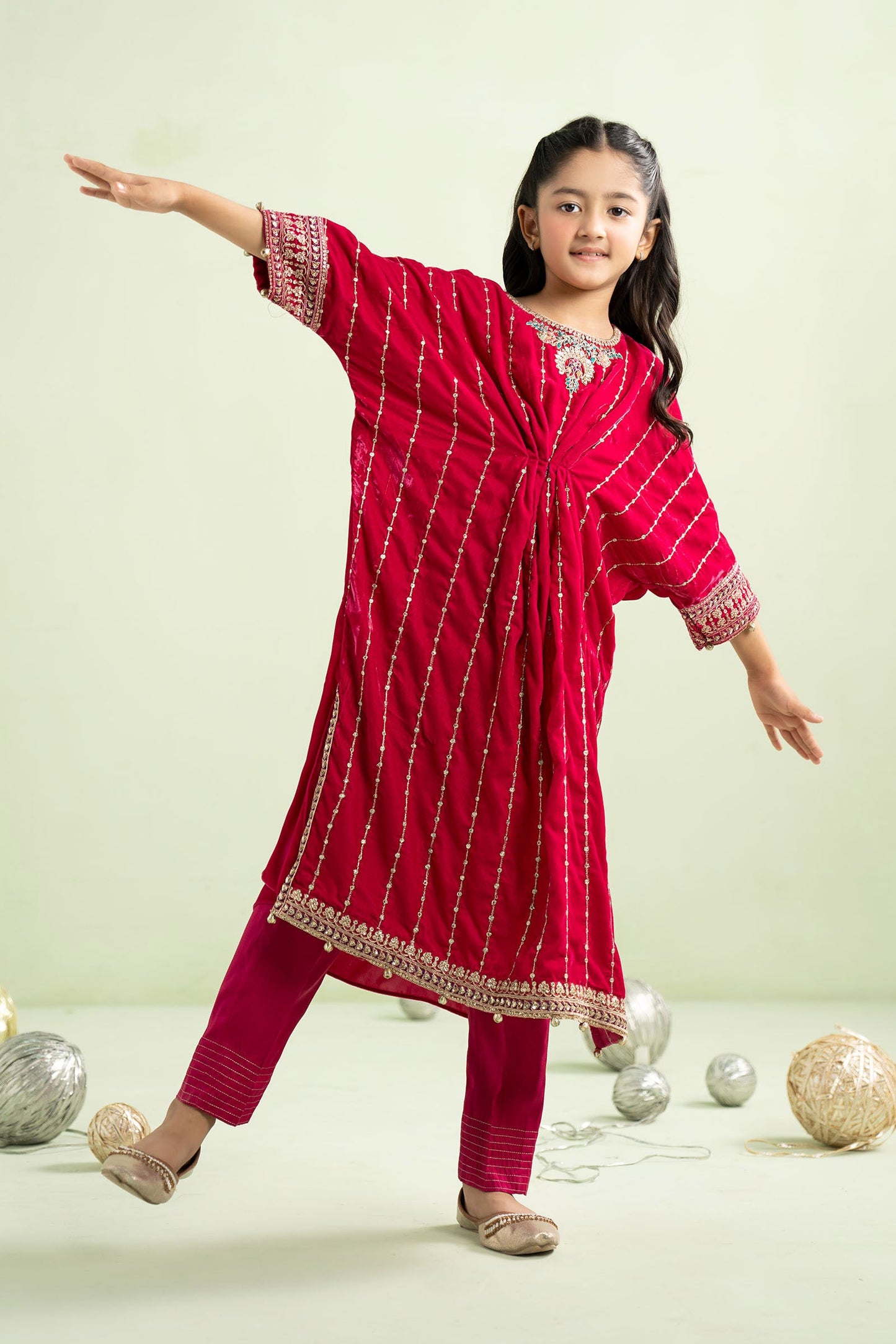 2 Piece Embroidered Velvet Suit - Kids Clothes - available at Maria Faisal in UK and USA