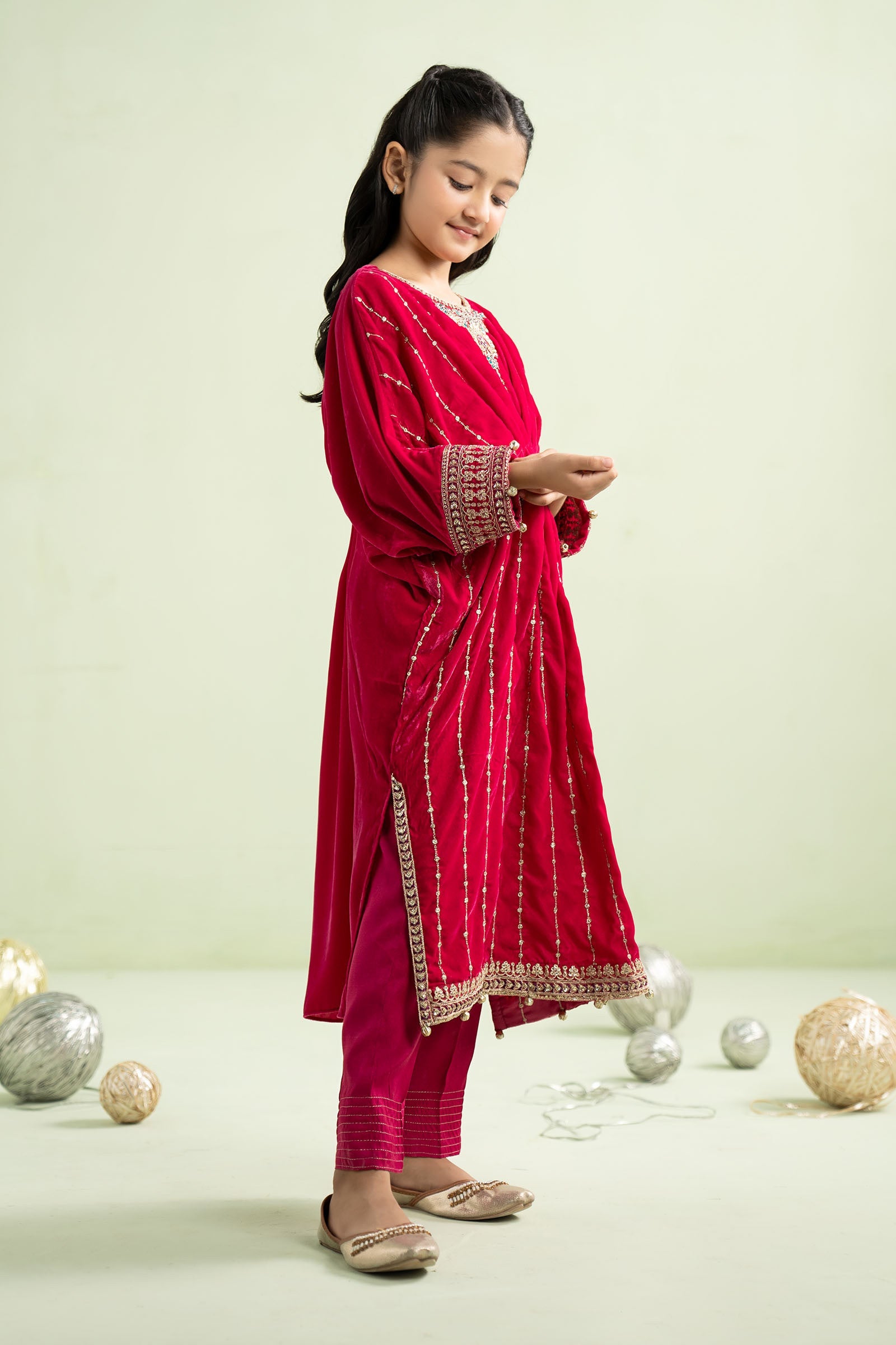 2 Piece Embroidered Velvet Suit - Kids Clothes - available at Maria Faisal in UK and USA