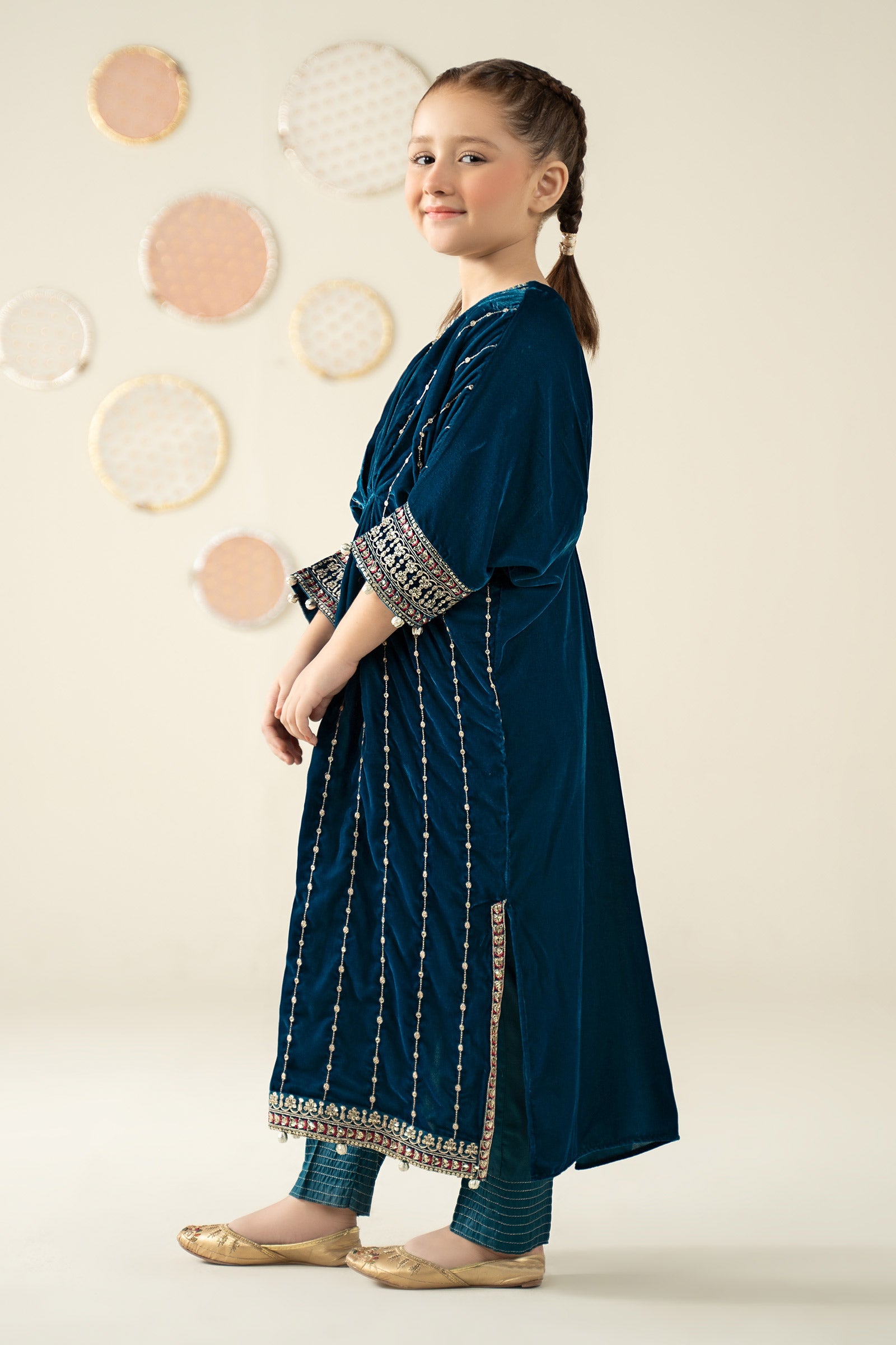 2 Piece Embroidered Velvet Suit - Kids Clothes - available at Maria Faisal in UK and USA