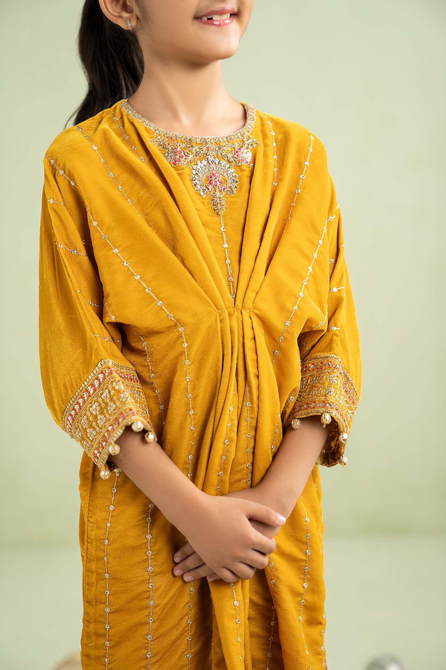 2 Piece Embroidered Velvet Suit - Kids Clothes - available at Maria Faisal in UK and USA