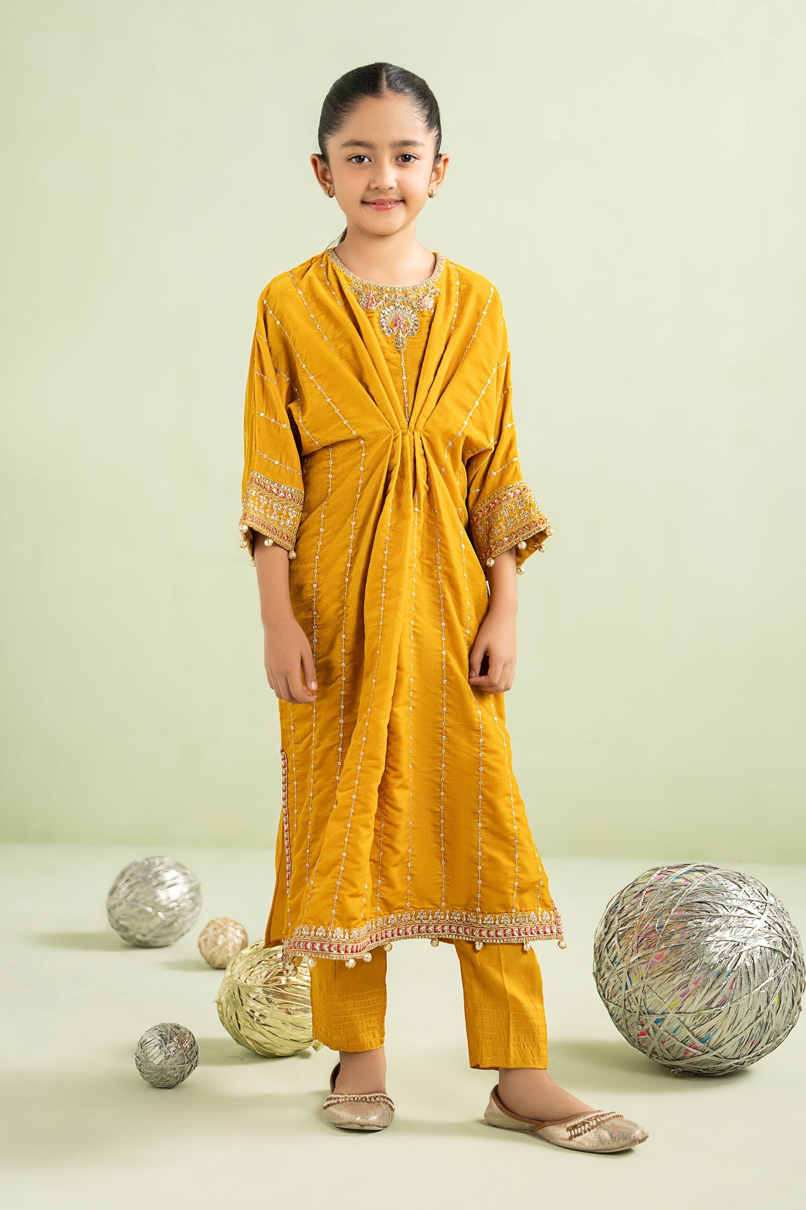 2 Piece Embroidered Velvet Suit - Kids Clothes - available at Maria Faisal in UK and USA