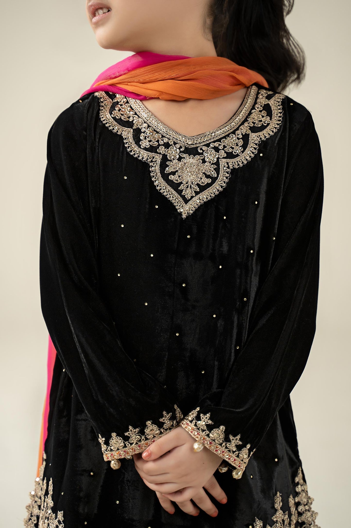 3 Piece Embroidered Velvet Suit - Kids Clothes - available at Maria Faisal in UK and USA