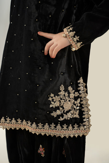 3 Piece Embroidered Velvet Suit - Kids Clothes - available at Maria Faisal in UK and USA