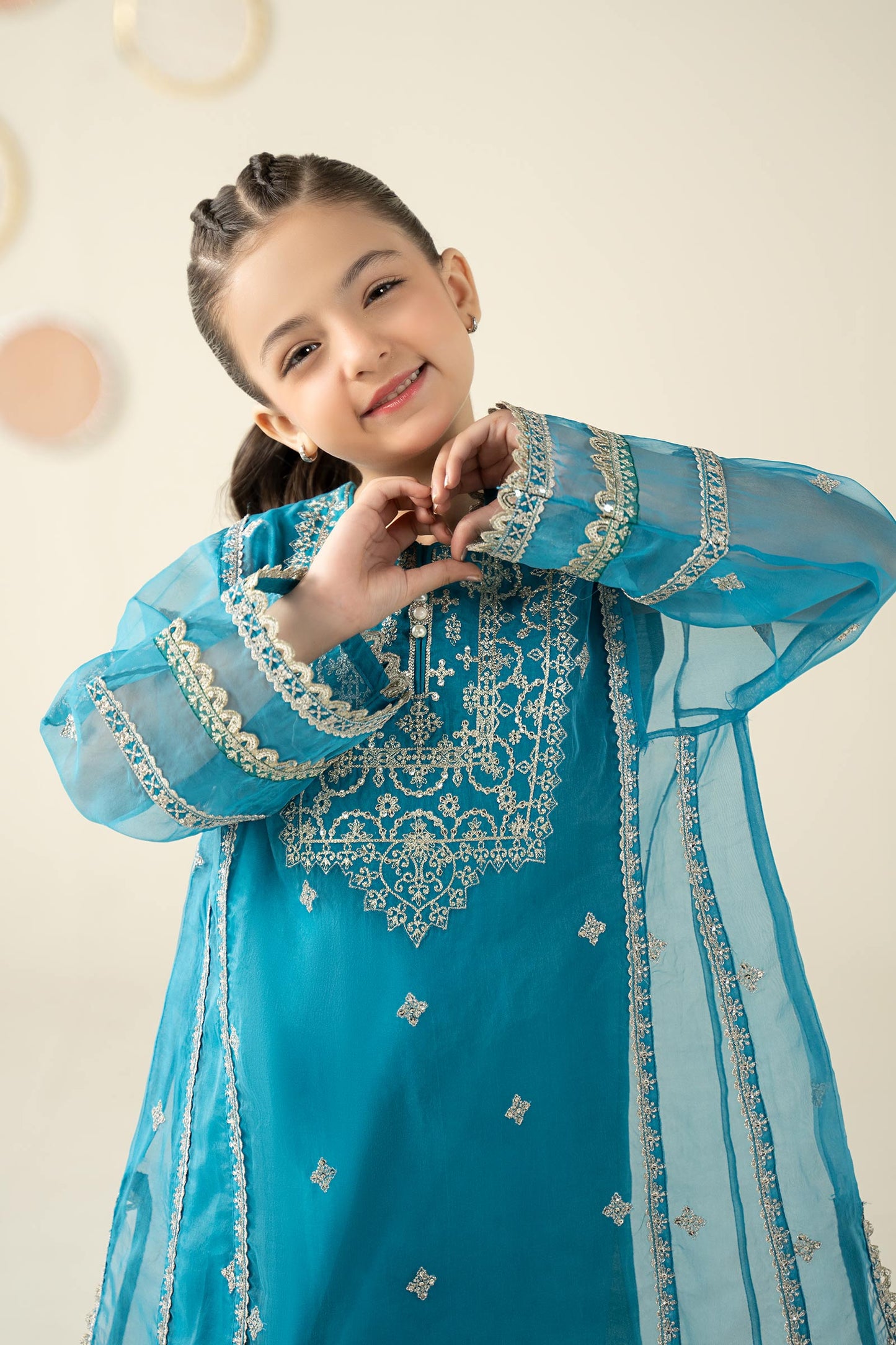 2 Piece Embroidered Organza Suit - Kids Clothing - available at Maria Faisal in UK and USA.