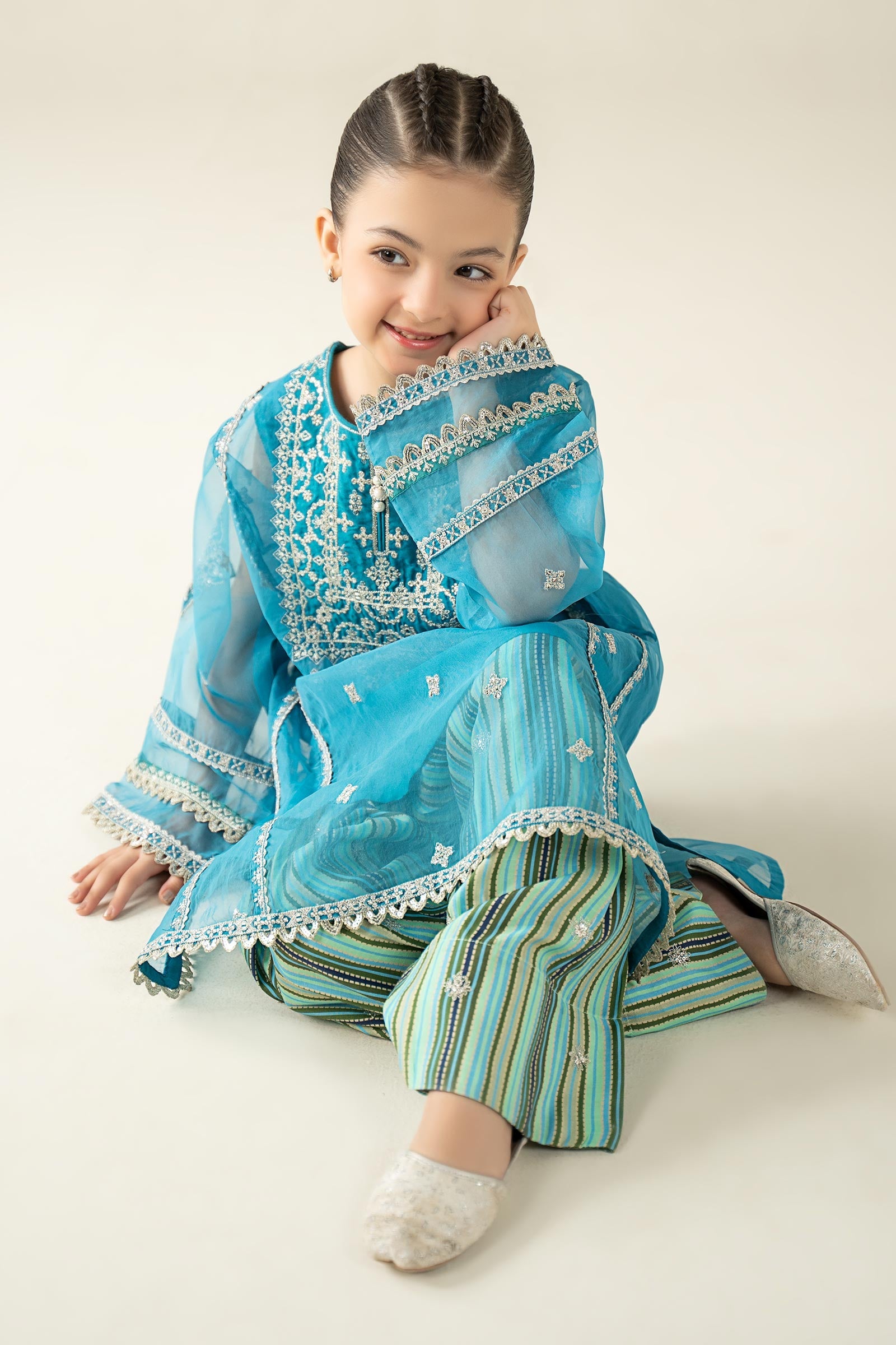 2 Piece Embroidered Organza Suit - Kids Clothes - available at Maria Faisal in UK and USA
