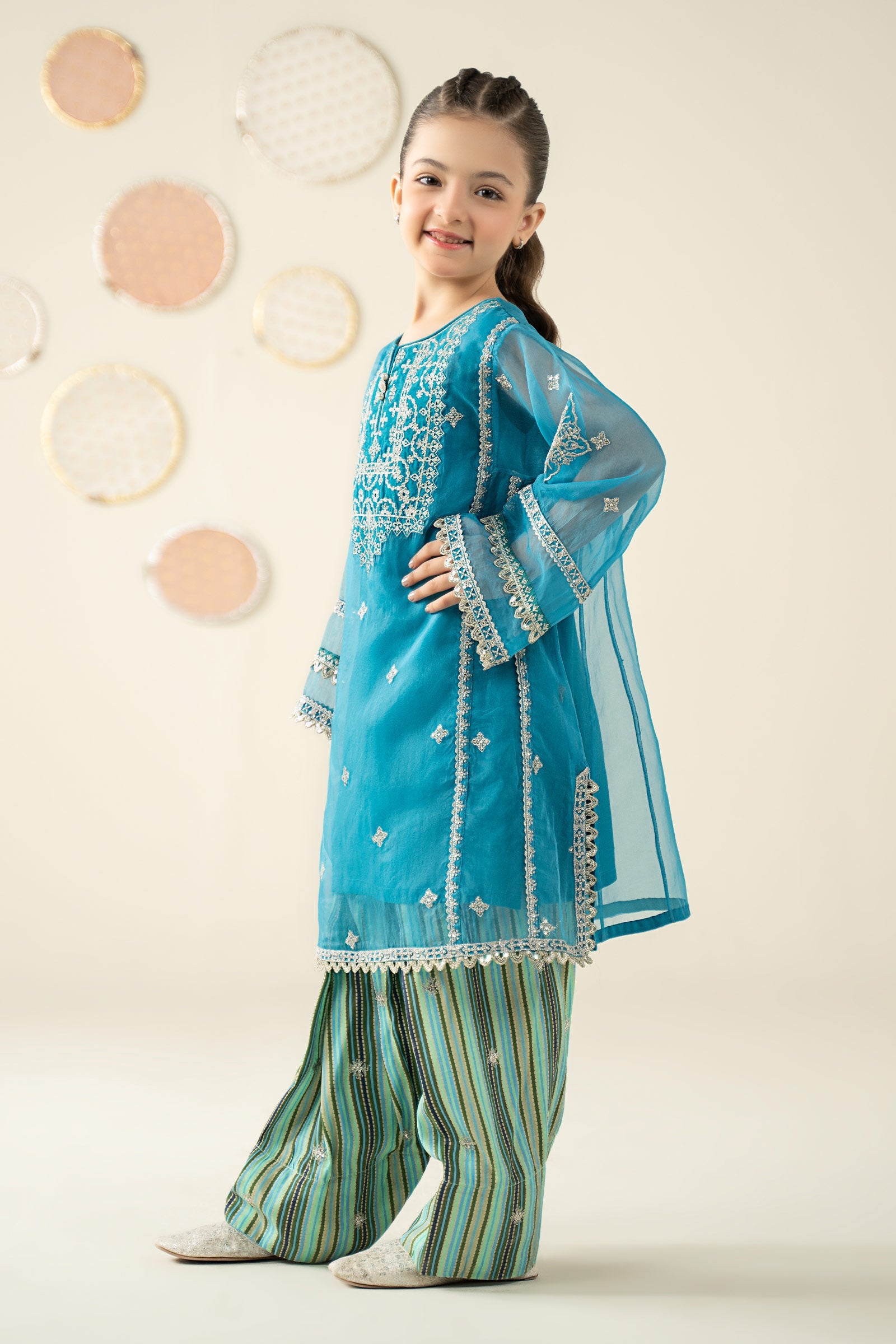 2 Piece Embroidered Organza Suit - Kids Clothing - available at Maria Faisal in UK and USA.