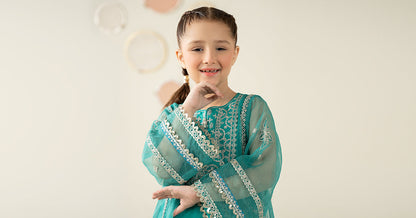 2 Piece Embroidered Organza Suit - Kids Clothing - available at Maria Faisal in UK and USA.