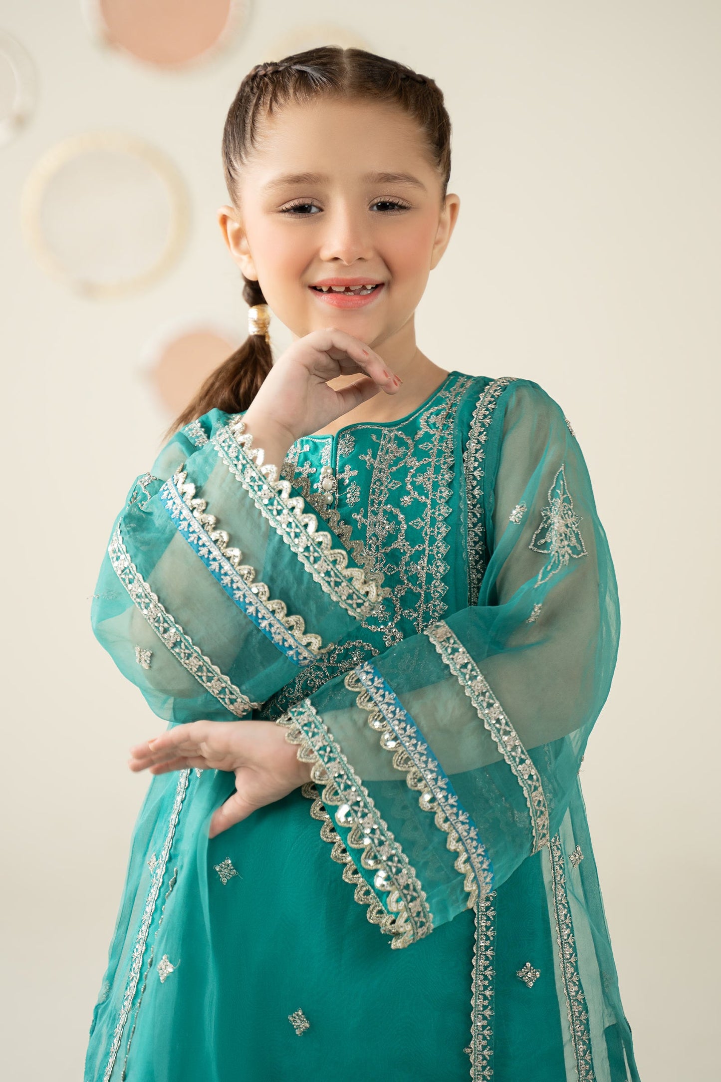 2 Piece Embroidered Organza Suit - Kids Clothing - available at Maria Faisal in UK and USA.